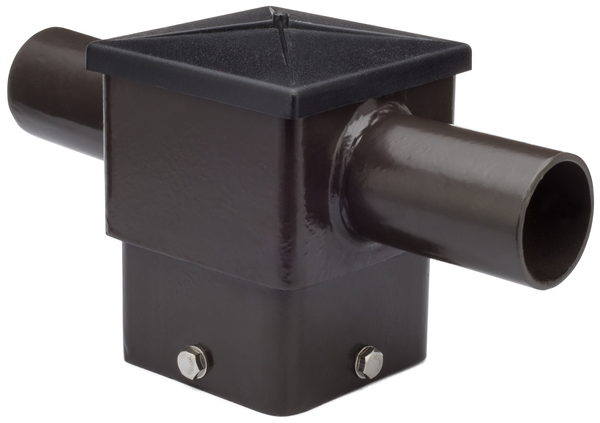 Short 180° Double Tenon Adapter for 4" and 5" Square Light Pole -  Horizontal Bronze