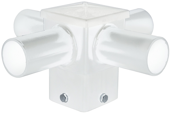Short Quad Tenon Adapter for 4" and 5" Square Light Pole -  Horizontal White