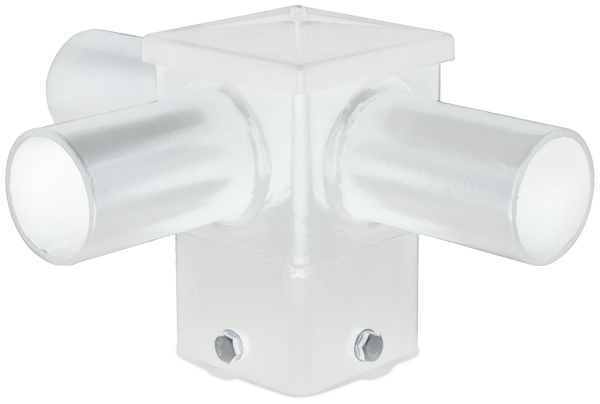 Short 90° Triple Tenon Adapter for 4" and 5" Square Light Pole -  Horizontal White