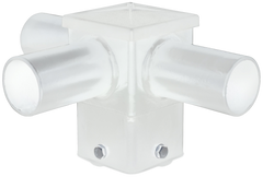 Short 90° Triple Tenon Adapter for 4" and 5" Square Light Pole -  Horizontal White