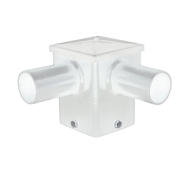 Short 90° Double Tenon Adapater for 4" and 5" Square -  Horizontal White