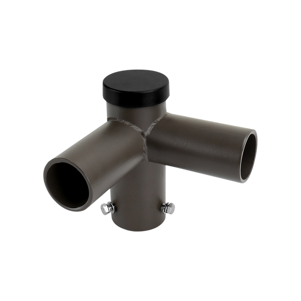 Short 90° Double Tenon Adapter for Round Light Pole -  Horizontal Bronze