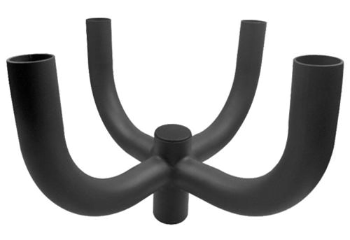 Round Quad Bullhorn Tenon Adapter for Round Pole - Vertical Bronze