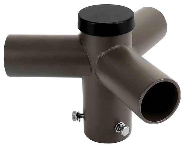 Short 120° Triple Tenon Adapater for Round Pole - Horizontal Bronze