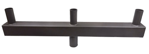 Square Triple Bullhorn Tenon Adapter for Round Pole - Vertical Bronze