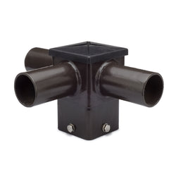Short 90° Triple Tenon Adapter for 4" and 5" Square Light Pole -  Horizontal Bronze