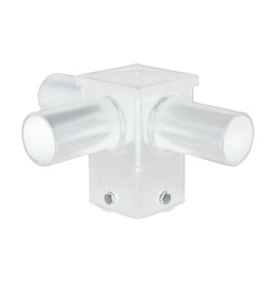 Short 90° Triple Tenon Adapter for 4" and 5" Square Light Pole -  Horizontal White