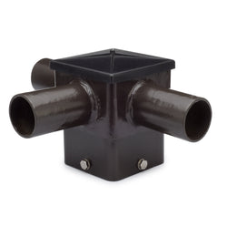 Short 90° Triple Tenon Adapter for 4" and 5" Square Light Pole -  Horizontal Bronze