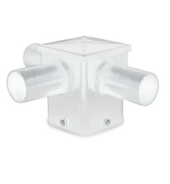 Short 90° Triple Tenon Adapter for 4" and 5" Square Light Pole -  Horizontal White