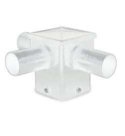 Short 90° Triple Tenon Adapter for 4" and 5" Square Light Pole -  Horizontal White