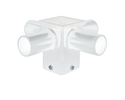 Short Quad Tenon Adapter for 4" and 5" Square Light Pole -  Horizontal White