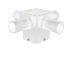Short Quad Tenon Adapter for 4" and 5" Square Light Pole -  Horizontal White