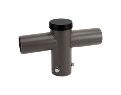 Short 180° Double Tenon Adapter for Round Light Pole -  Horizontal Bronze