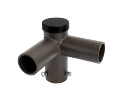 Short 90° Double Tenon Adapter for Round Light Pole -  Horizontal Bronze
